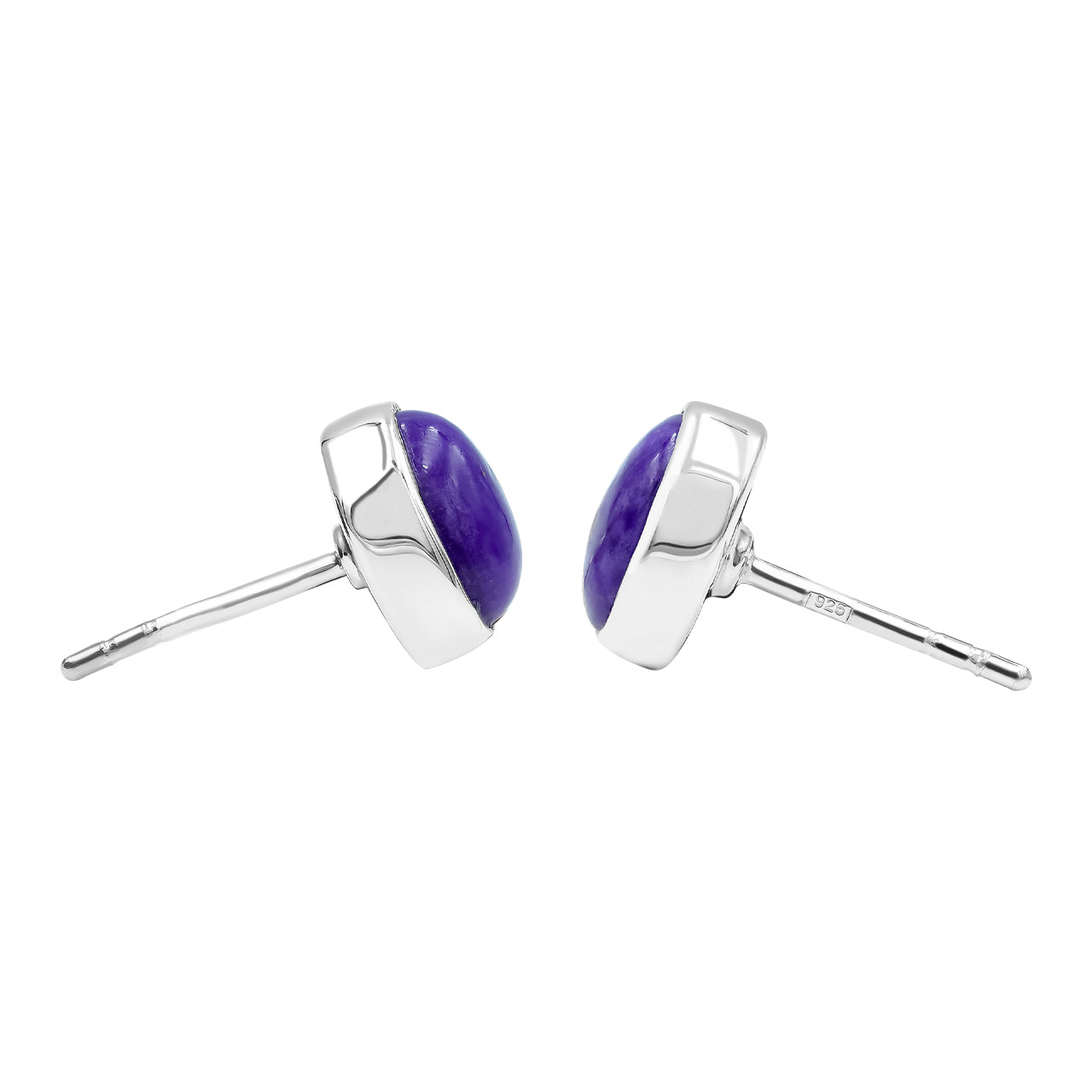 Starborn Sugilite Oval 8mm Post Style Earrings in Sterling Silver