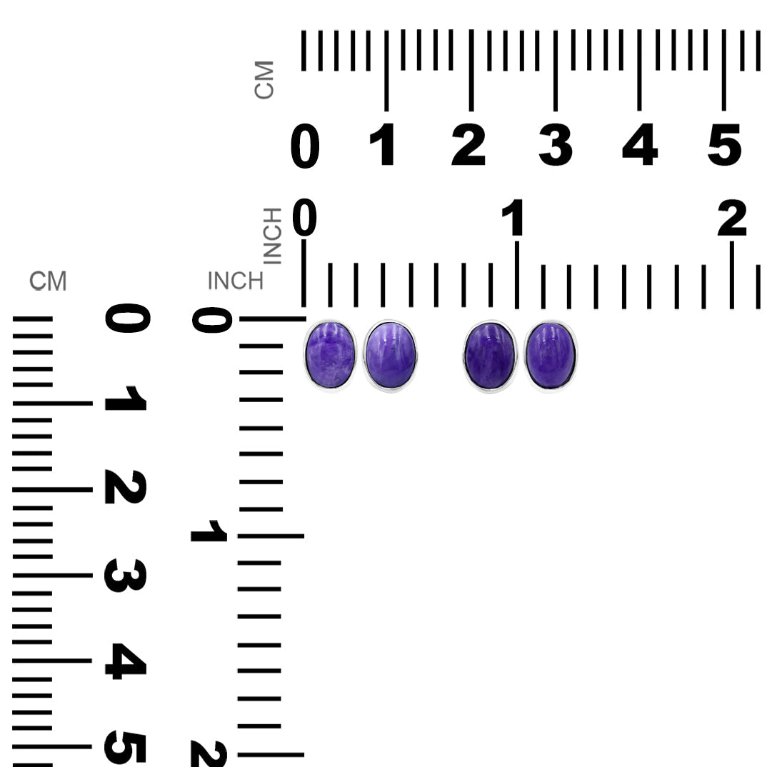 Starborn Sugilite Oval 8mm Post Style Earrings in Sterling Silver