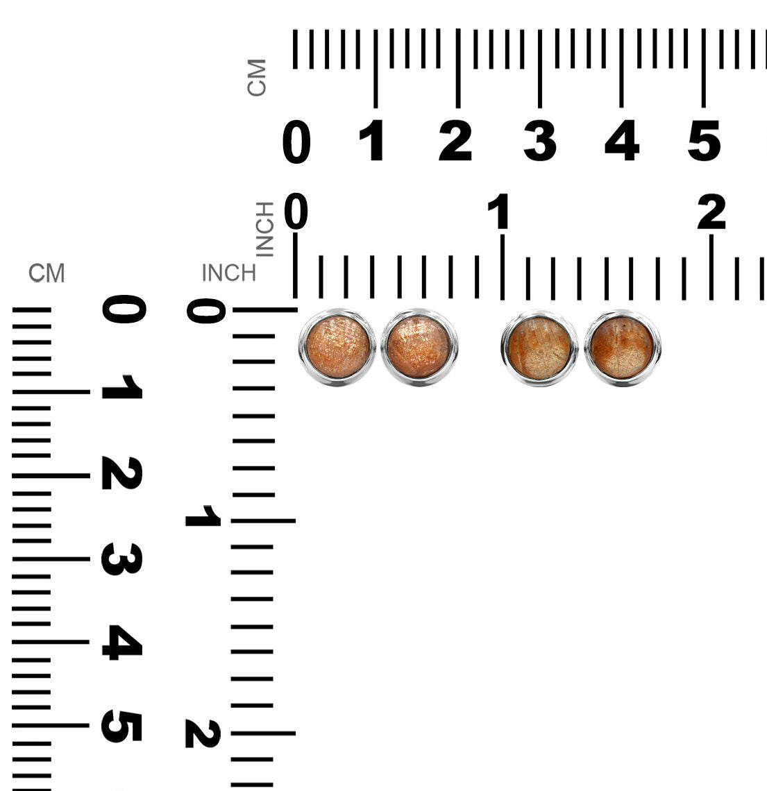 Starborn Sunstone 8mm Round Post Style Earrings in Sterling Silver