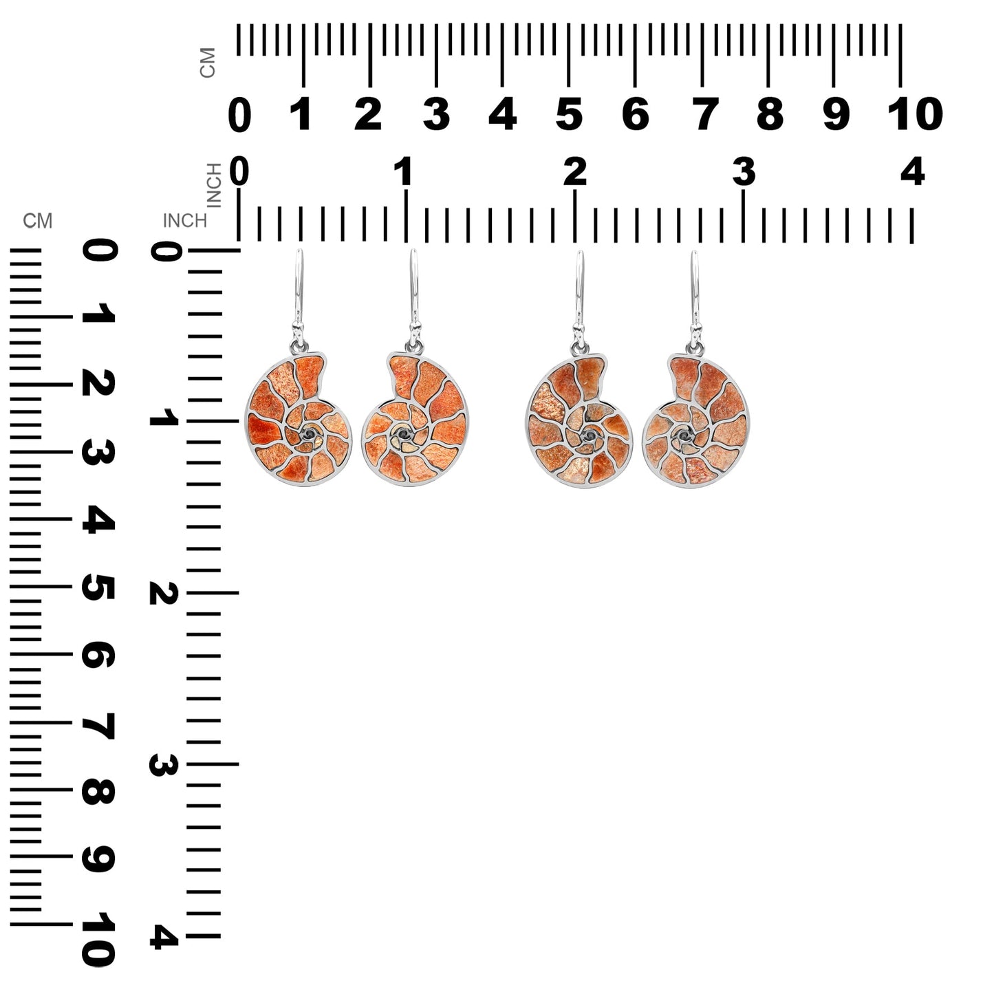 Starborn Nautilus Ammonite with Gemstones Inlay Earring in Sterling Silver - Large