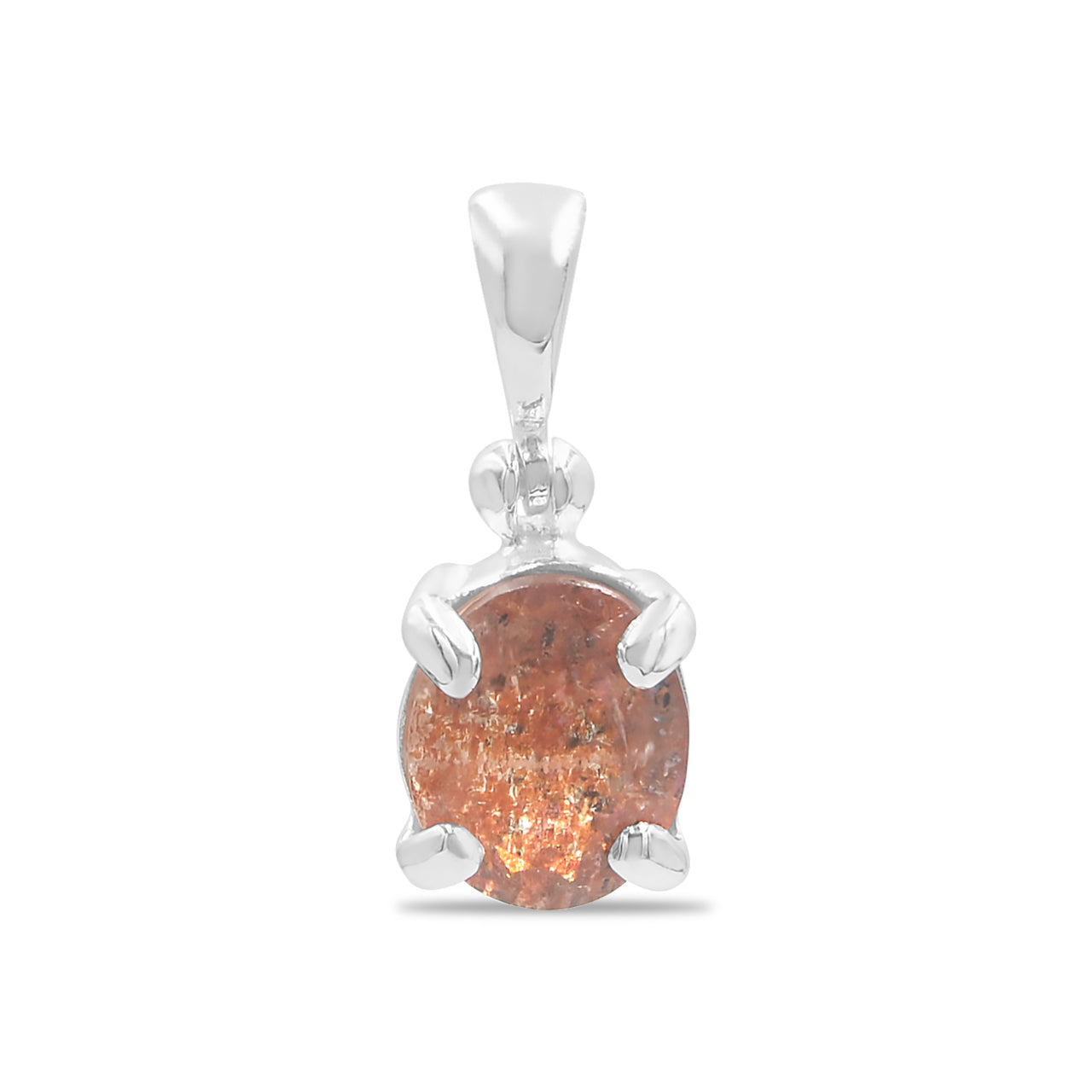 Starborn Oval Faceted Sunstone Pendant in Sterling Silver