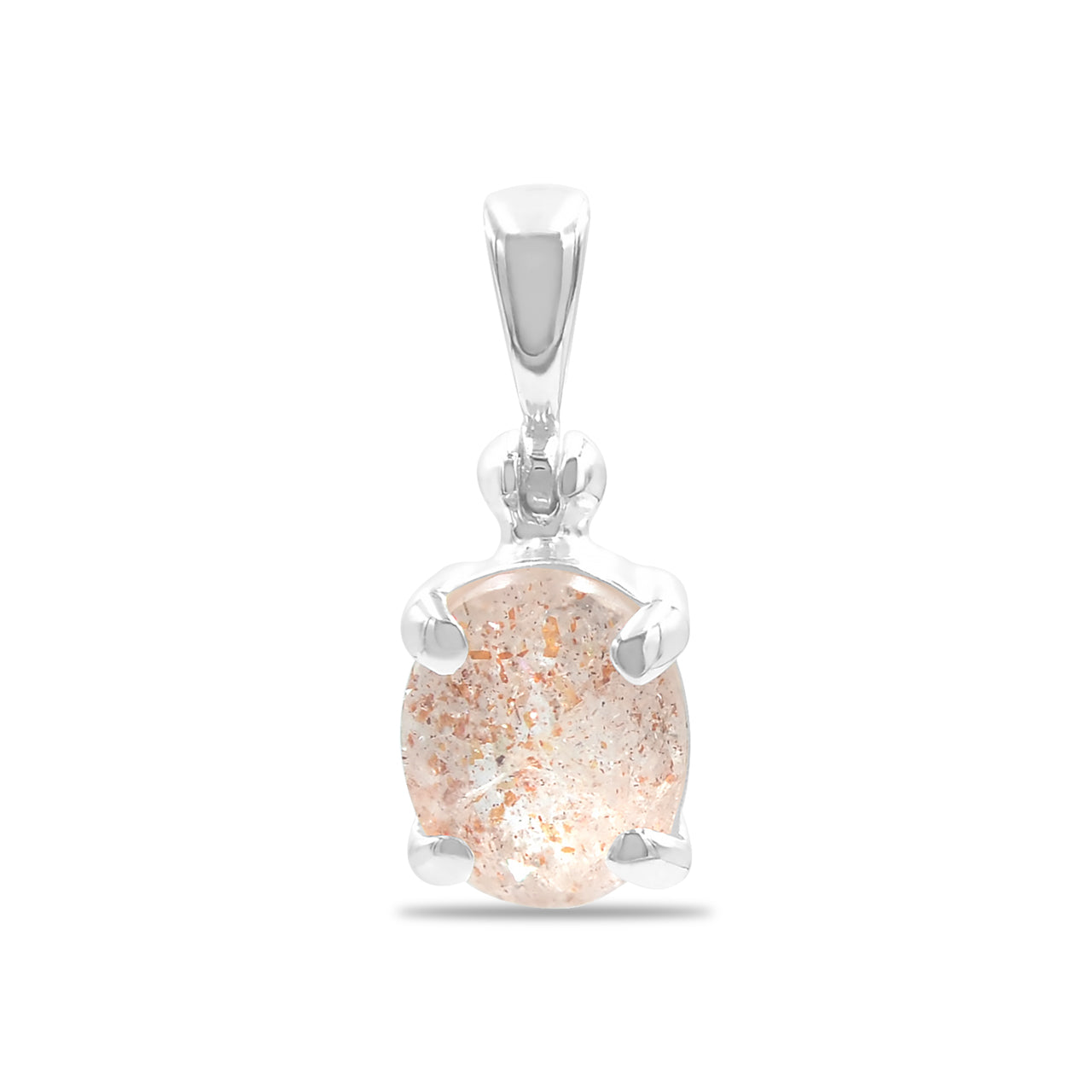 Starborn Oval Faceted Sunstone Pendant in Sterling Silver