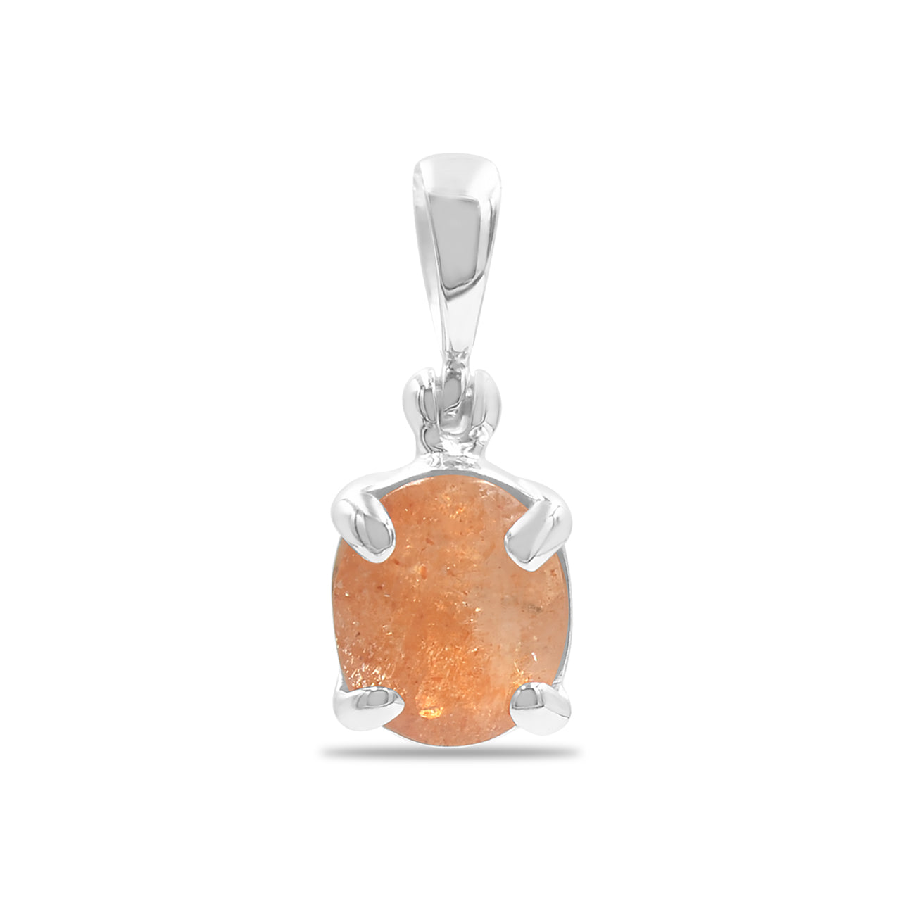Starborn Oval Faceted Sunstone Pendant in Sterling Silver