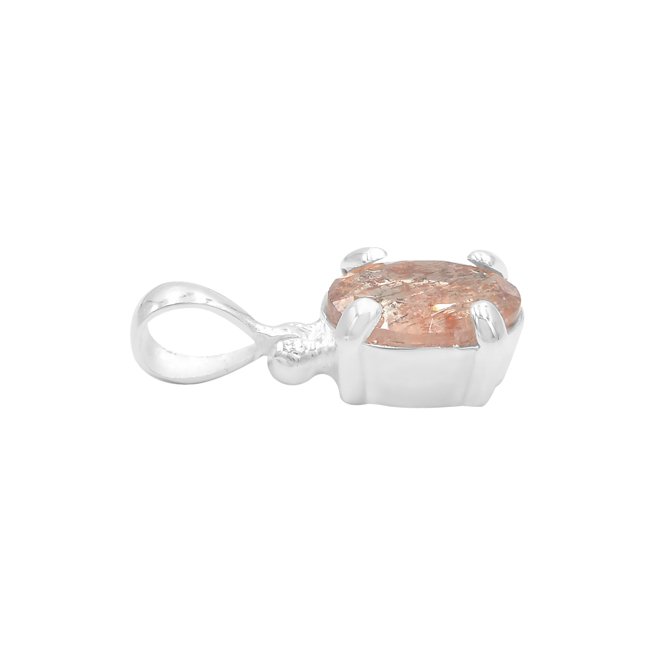 Starborn Oval Faceted Sunstone Pendant in Sterling Silver