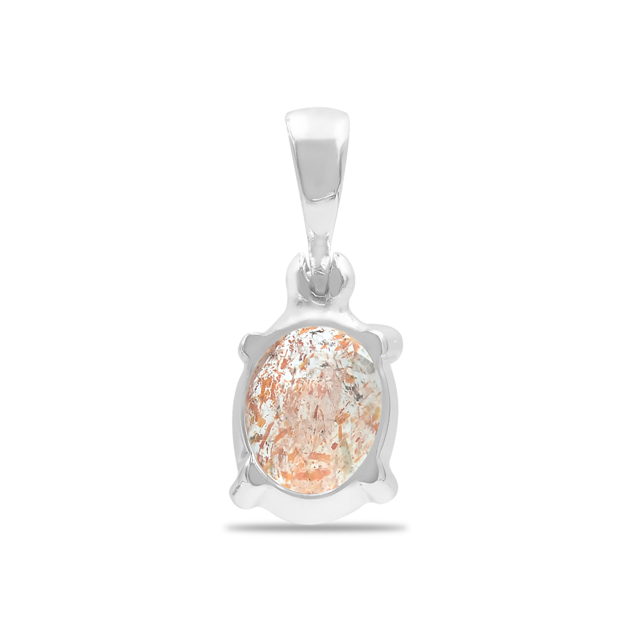 Starborn Oval Faceted Sunstone Pendant in Sterling Silver