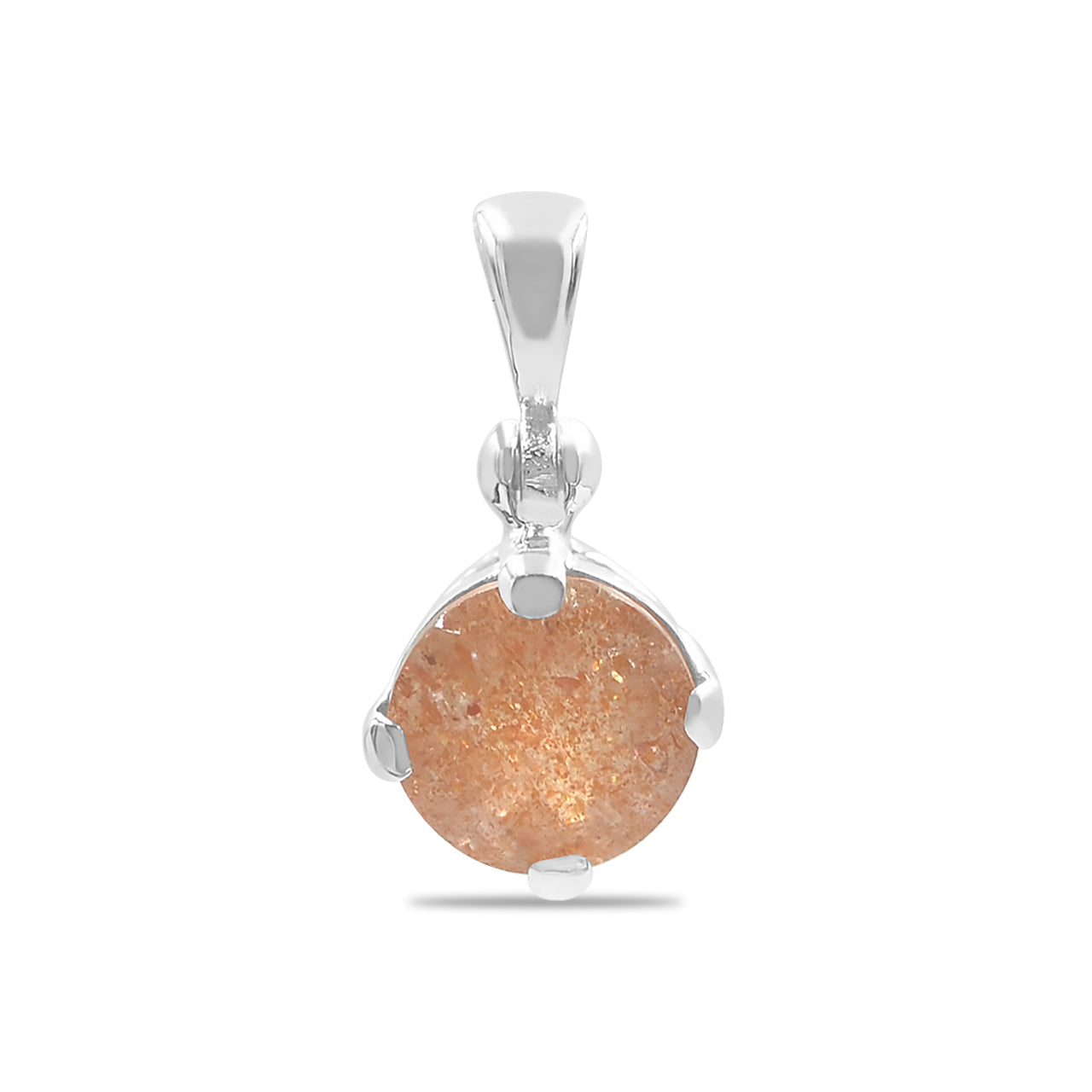 Starborn Round Faceted Sunstone Pendant in Sterling Silver