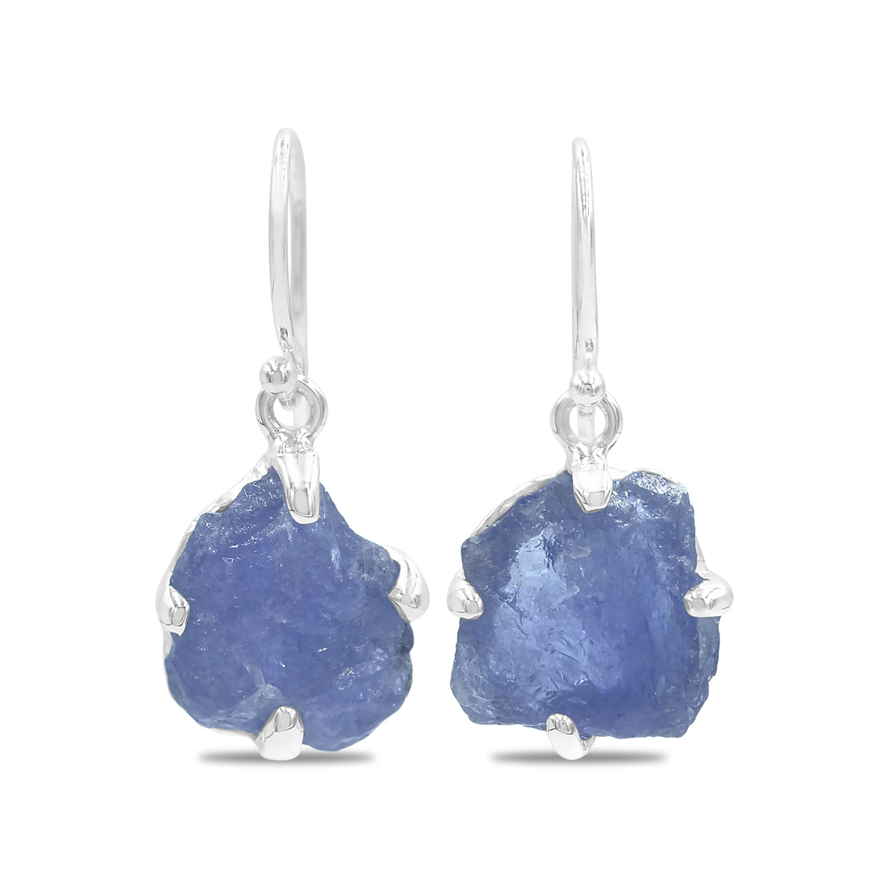 Starborn Rough Tanzanite Dangle Earrings in Sterling Silver