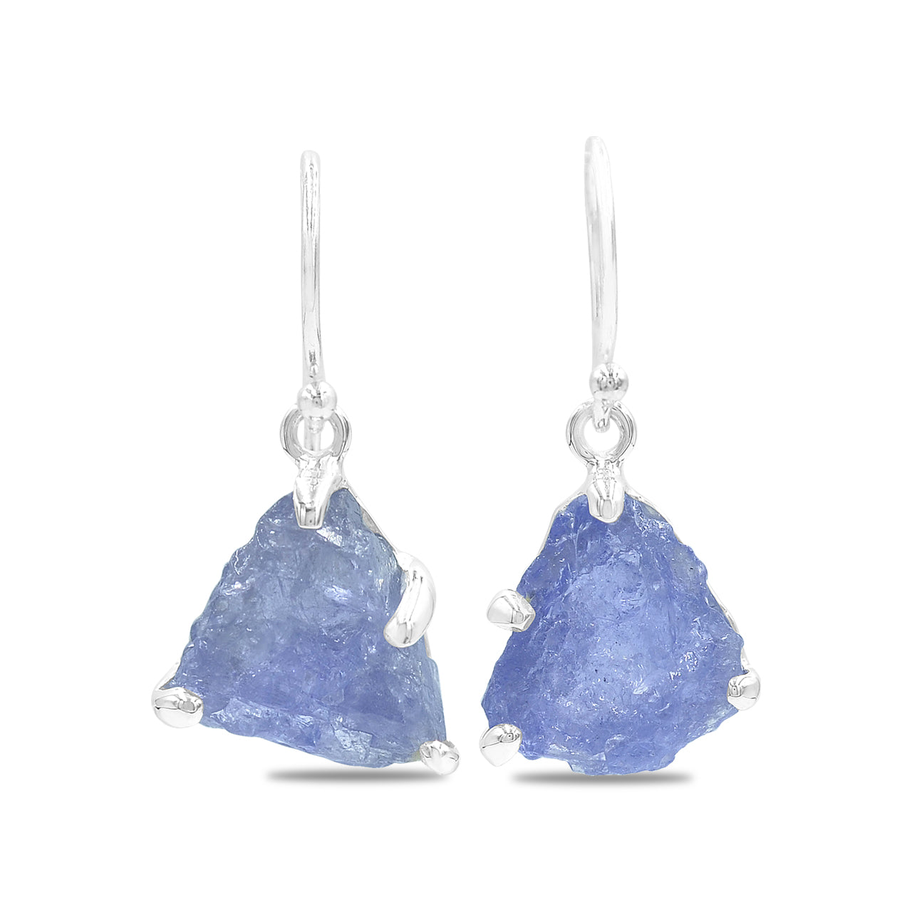 Starborn Rough Tanzanite Dangle Earrings in Sterling Silver