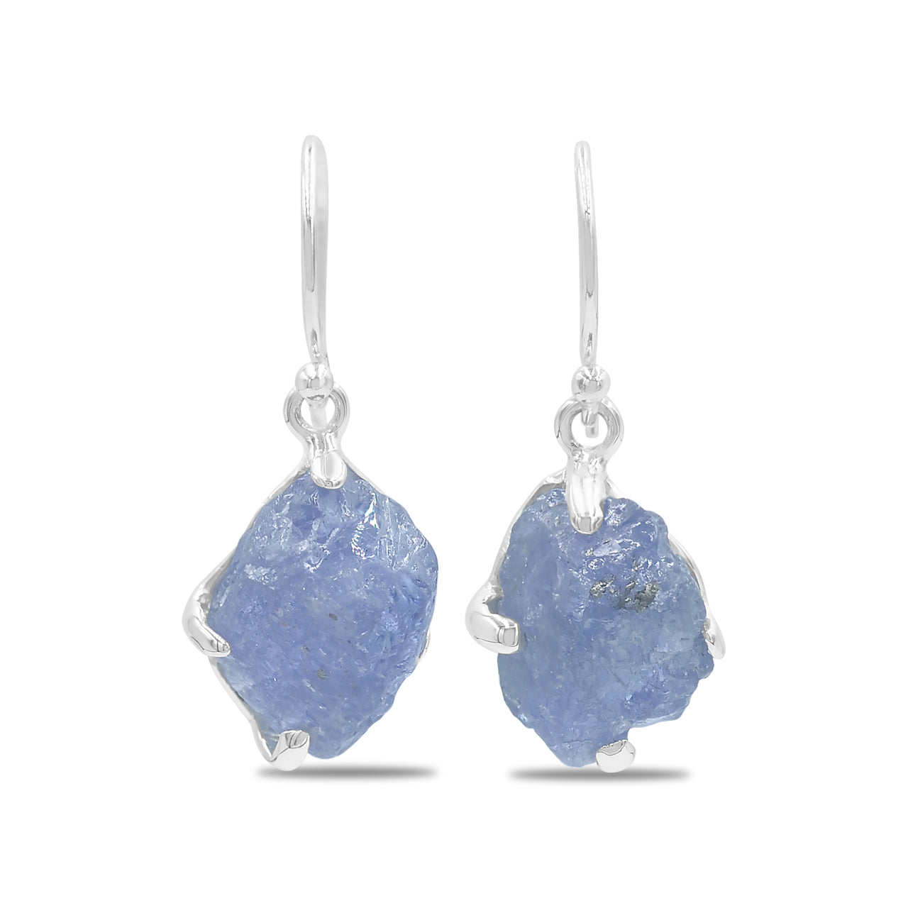 Starborn Rough Tanzanite Dangle Earrings in Sterling Silver