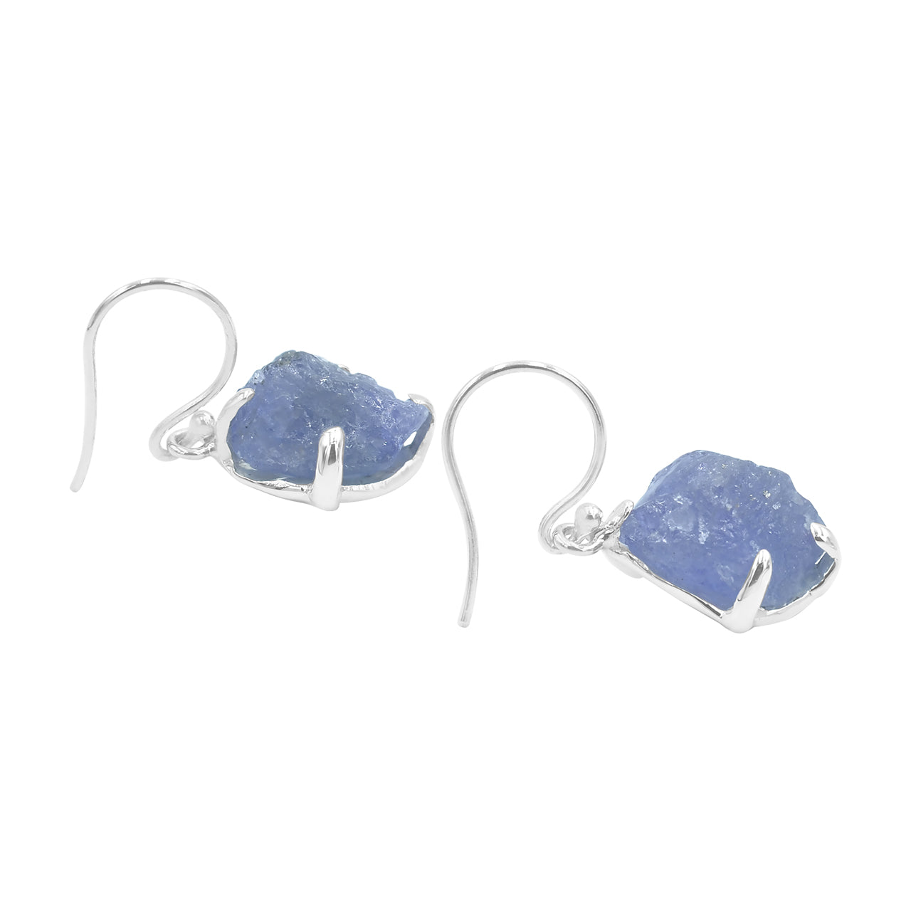 Starborn Rough Tanzanite Dangle Earrings in Sterling Silver