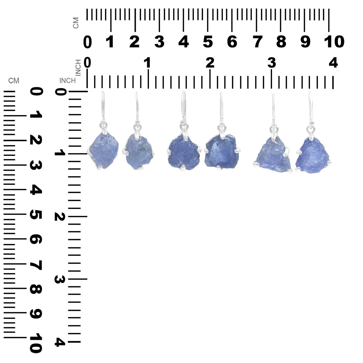 Starborn Rough Tanzanite Dangle Earrings in Sterling Silver