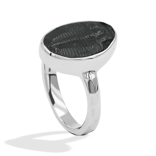 Starborn Fossilized Trilobite Ring (17–19 mm) in Sterling Silver