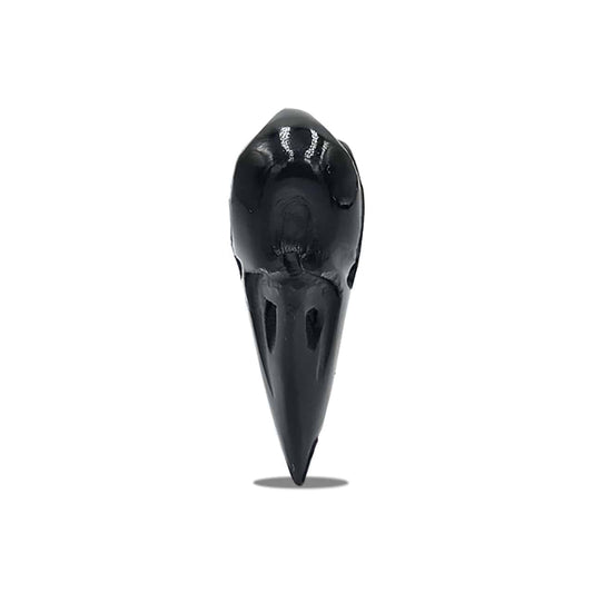 Starborn Black Tektite Hand-Carved Raven Skull 42-43mm - 1 piece
