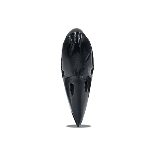 Starborn Black Tektite Hand-Carved Raven Skull 42-43mm - 1 piece