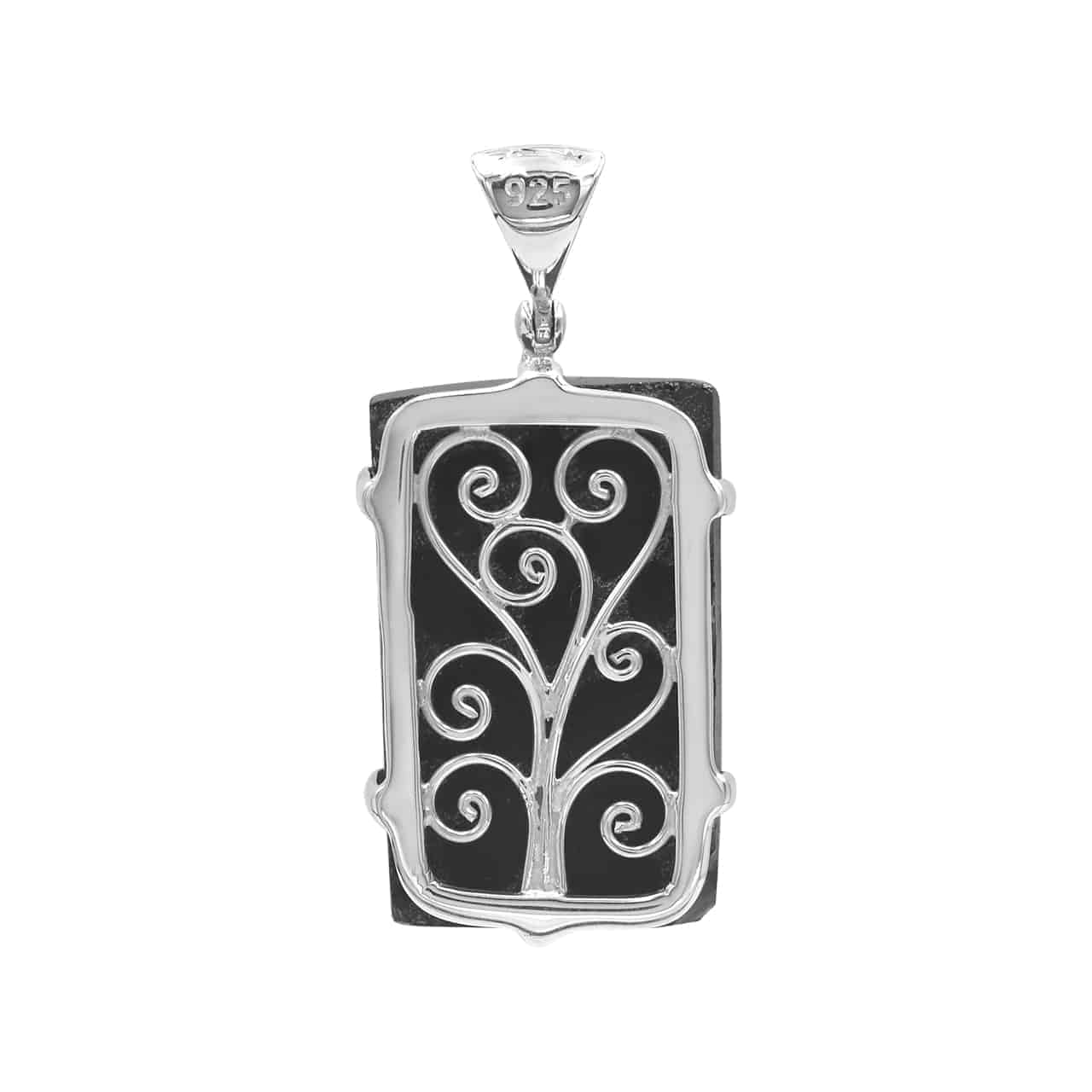 Starborn Tektite Carved Dragon Pendant in Sterling Silver