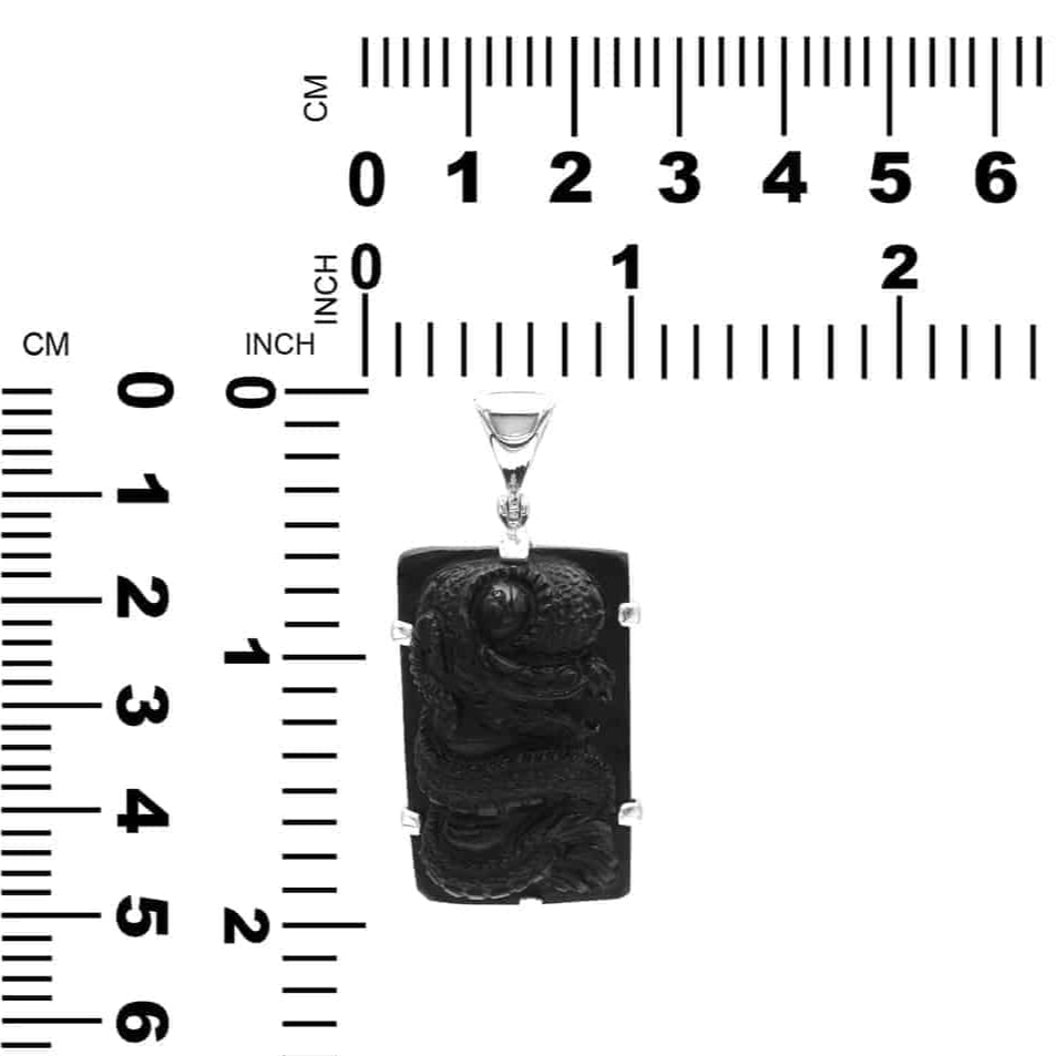 Starborn Tektite Carved Dragon Pendant in Sterling Silver