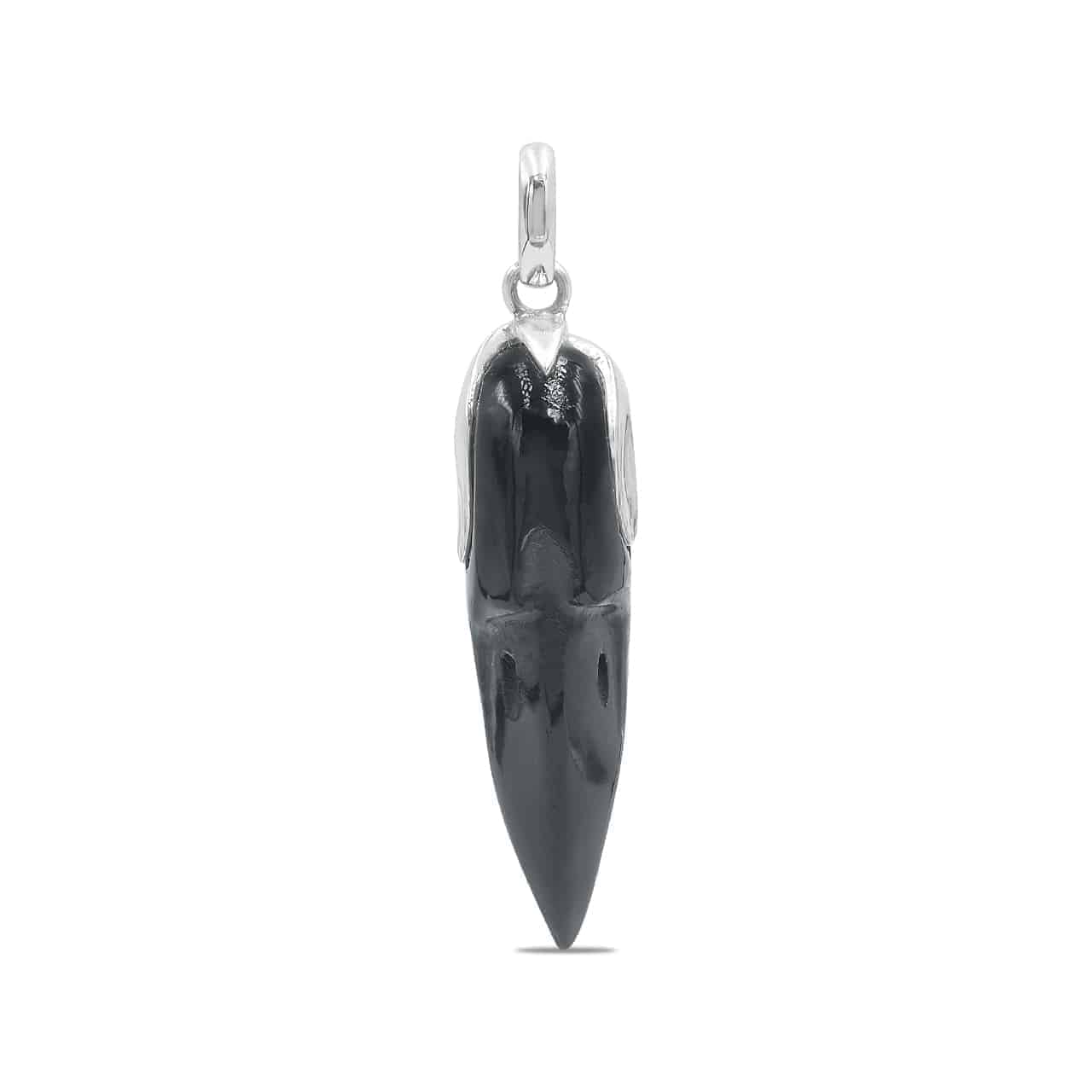 Starborn Tektite Raven Skull Pendant in Sterling Silver