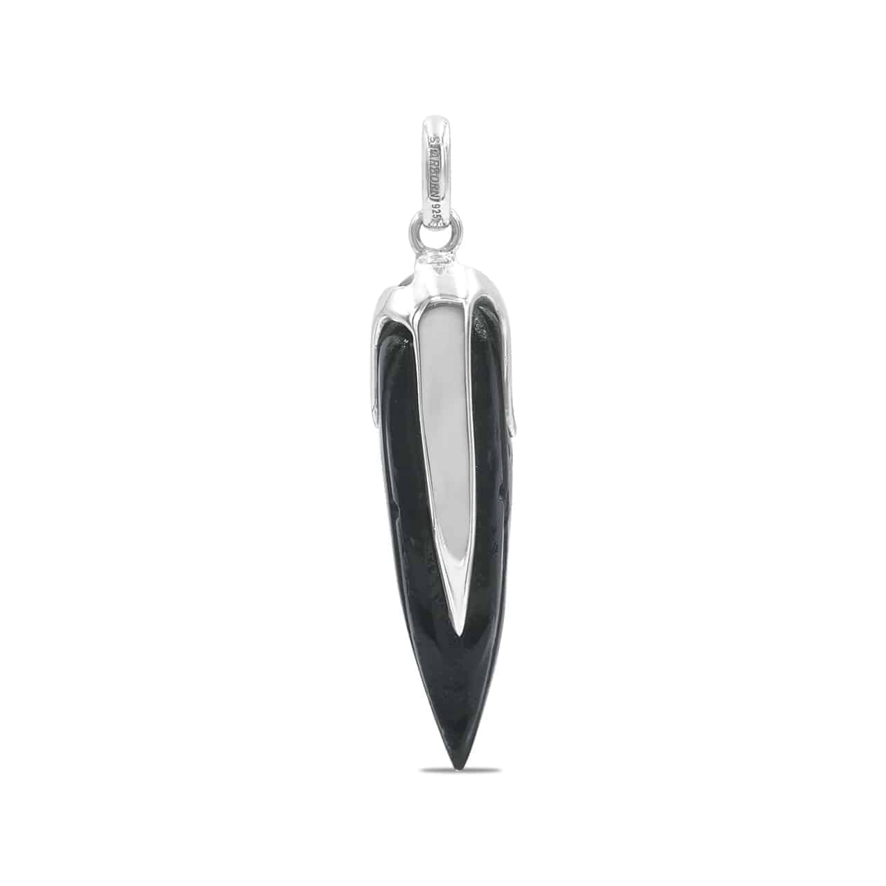Starborn Tektite Raven Skull Pendant in Sterling Silver