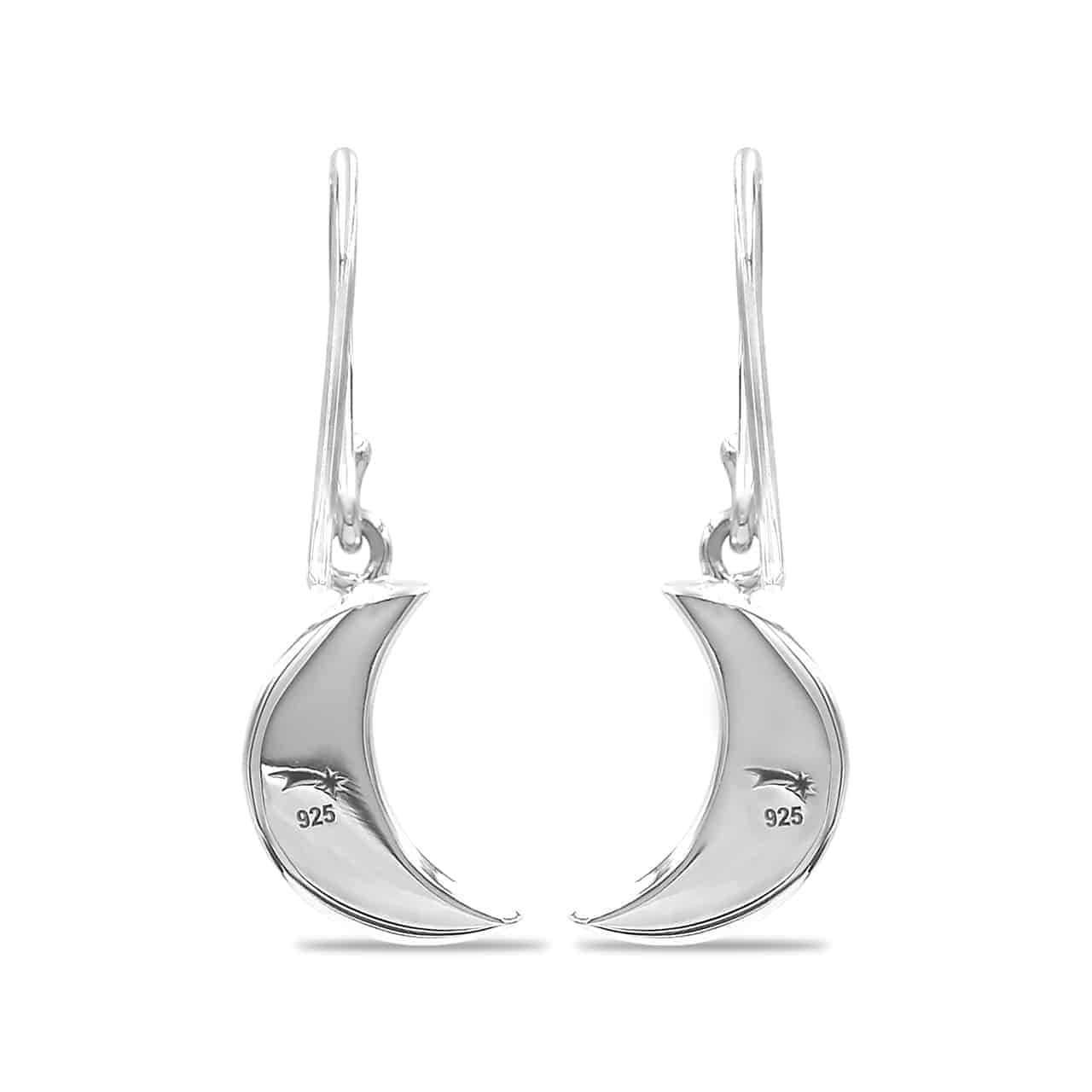 Starborn Turquoise Crescent Moon Drop Earrings in Sterling Silver
