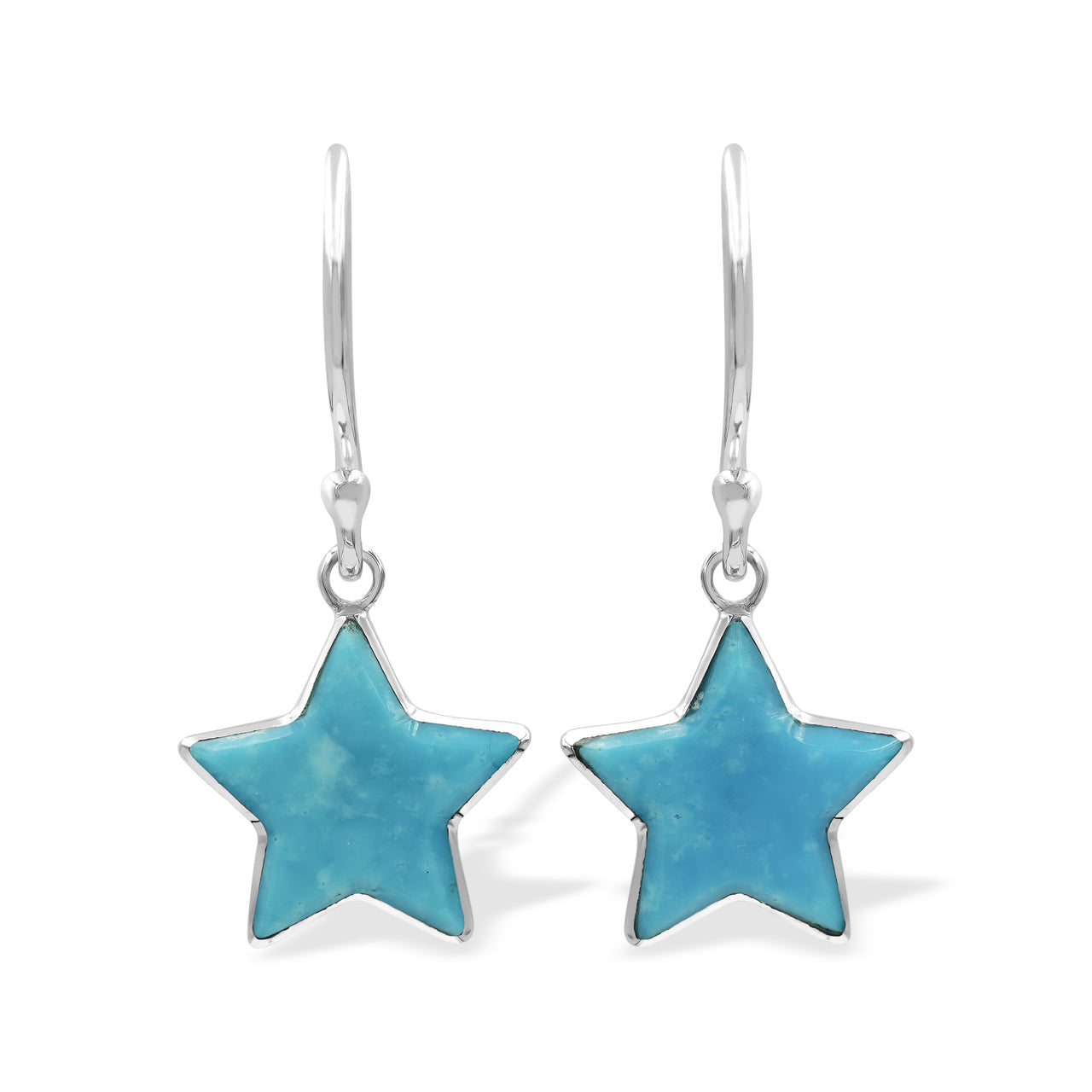 Starborn Turquoise Star Dangle Earrings in Sterling Silver