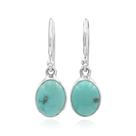 Starborn Campitos Turquoise Oval Cabochon Earrings in Sterling Silver
