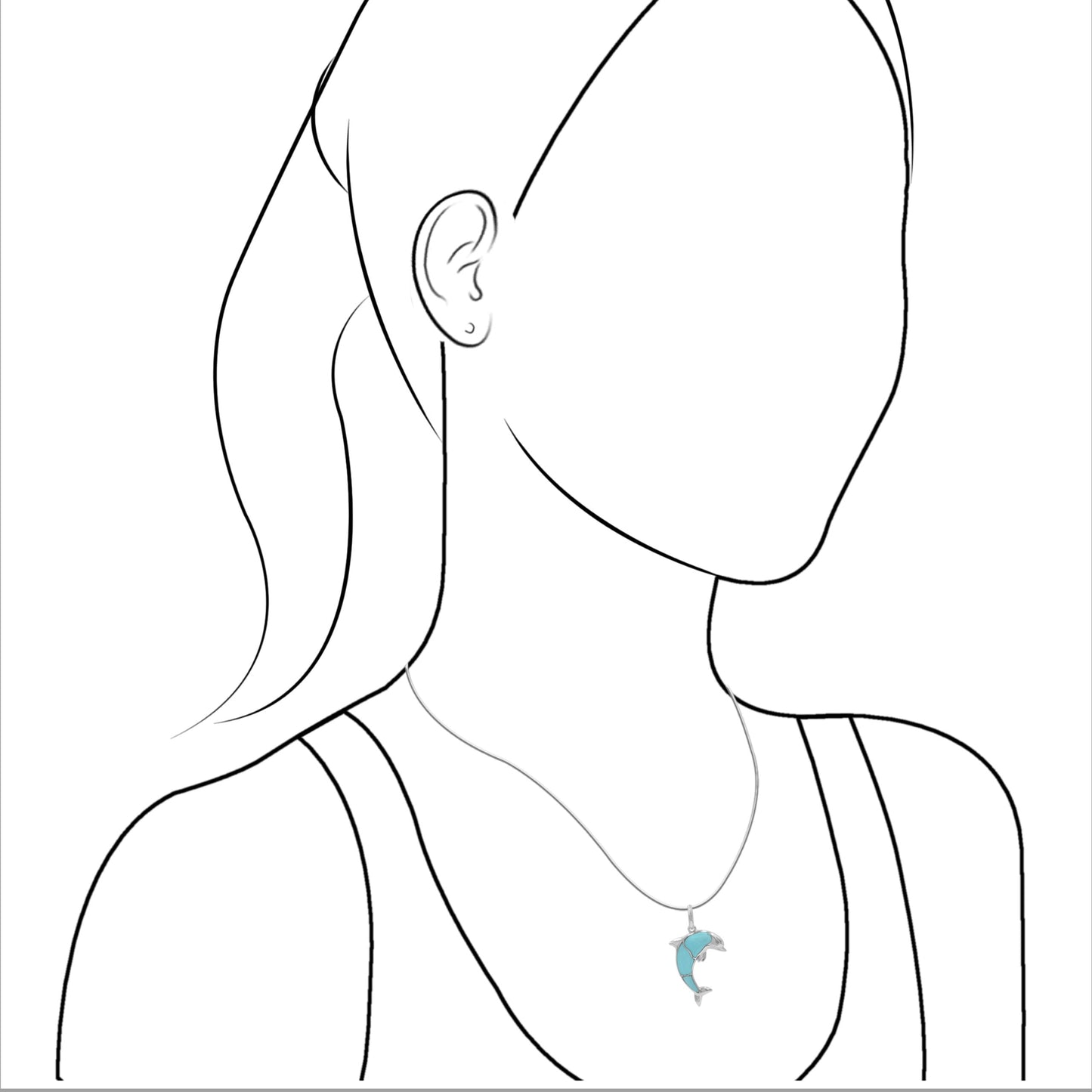 Starborn Sleeping Beauty Turquoise Inlay Dolphin Pendant in Sterling Silver