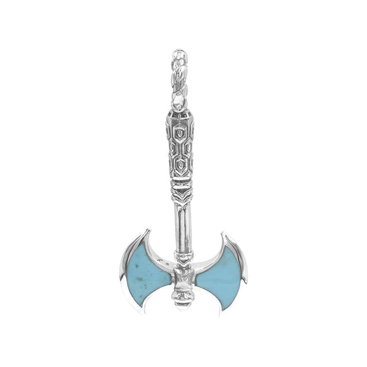 Starborn Sleeping Beauty Turquoise Battle Axe Pendant in Sterling Silver