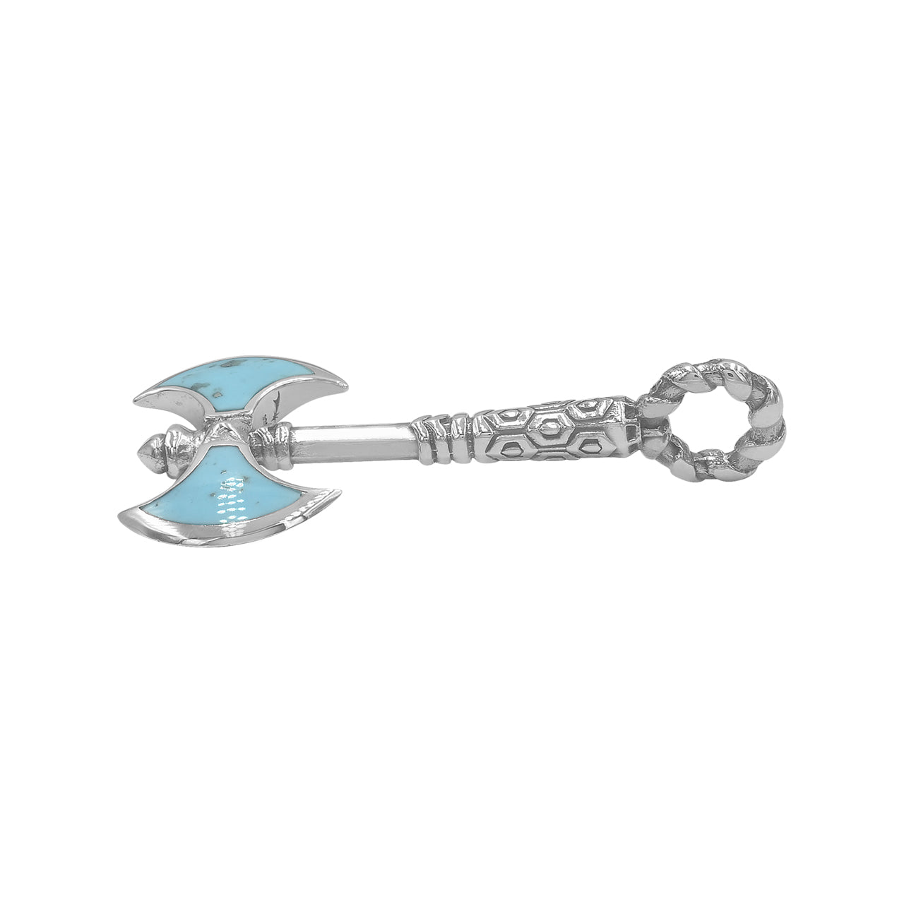 Starborn Sleeping Beauty Turquoise Battle Axe Pendant in Sterling Silver