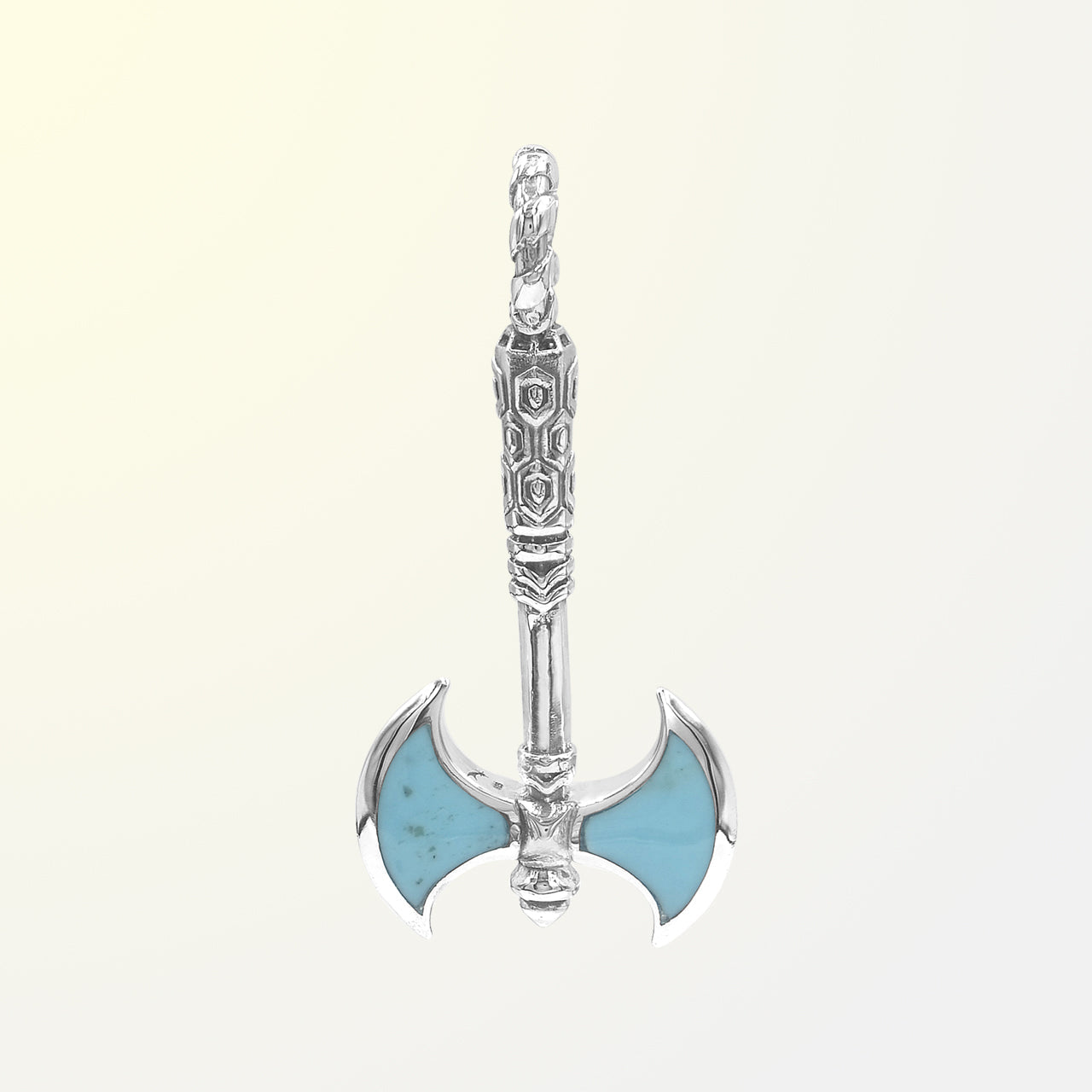Starborn Sleeping Beauty Turquoise Battle Axe Pendant in Sterling Silver