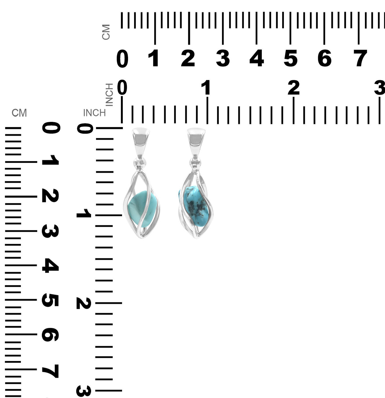 Starborn Tumbled Turquoise Spiral Caged Pendant in Sterling Silver