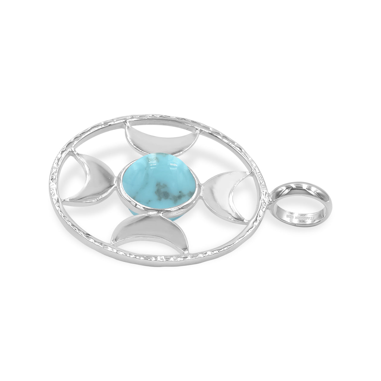 Starborn Sphere Gemstones Directional Crescent Moon Pendant in Sterling Silver - Large