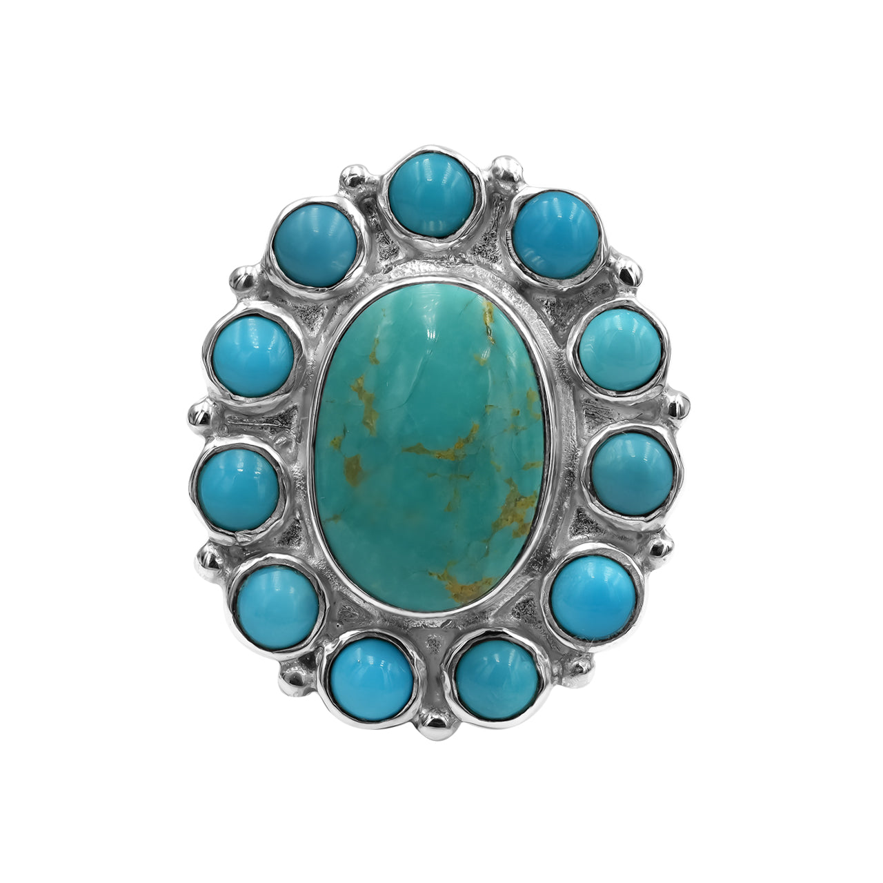 Starborn Kingman Turquoise and Round Campitos Turquoise Ring in Sterling Silver