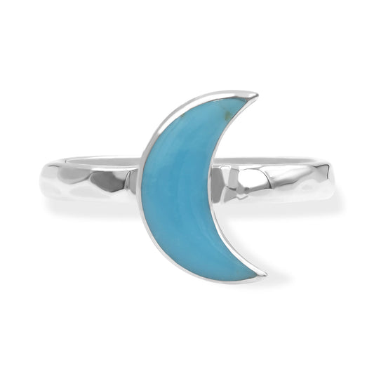 Starborn Turquoise Crescent Moon Ring in Sterling Silver