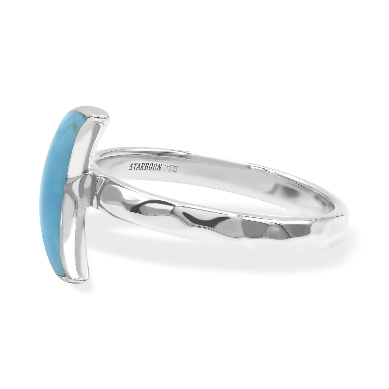 Starborn Turquoise Crescent Moon Ring in Sterling Silver