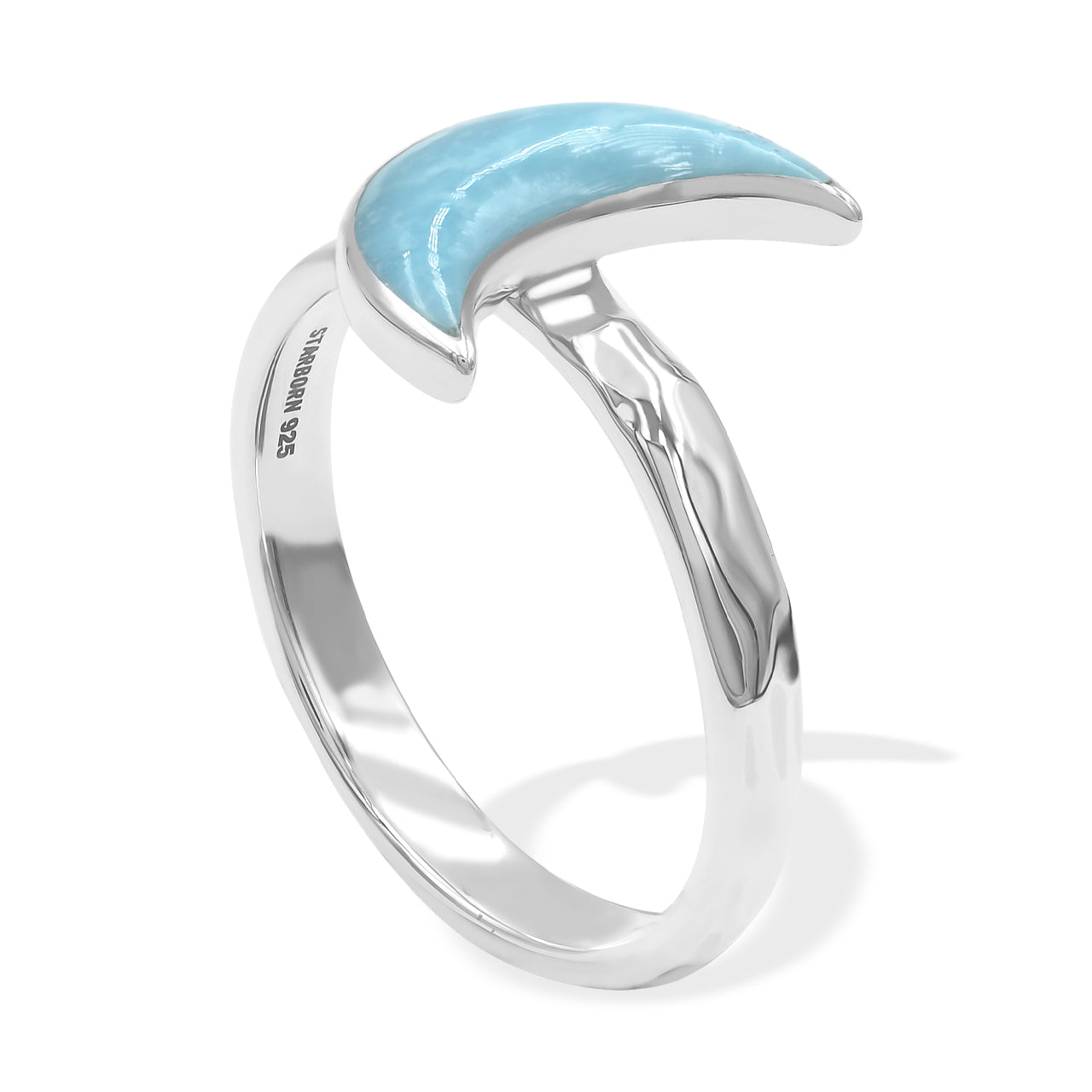 Starborn Turquoise Crescent Moon Ring in Sterling Silver