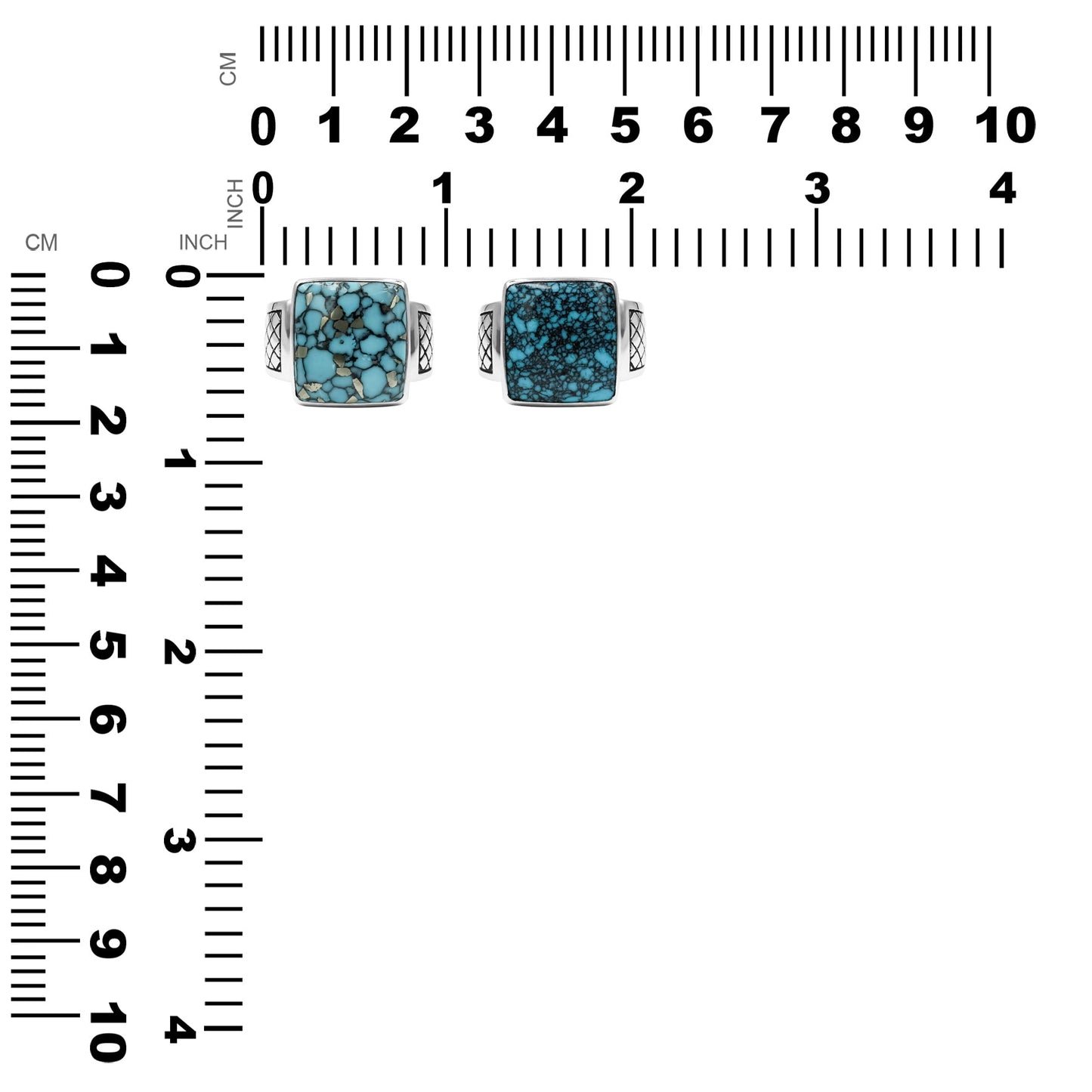 Starborn Turquoise Men’s Ring with Geometric Shank Accents in Sterling Silver