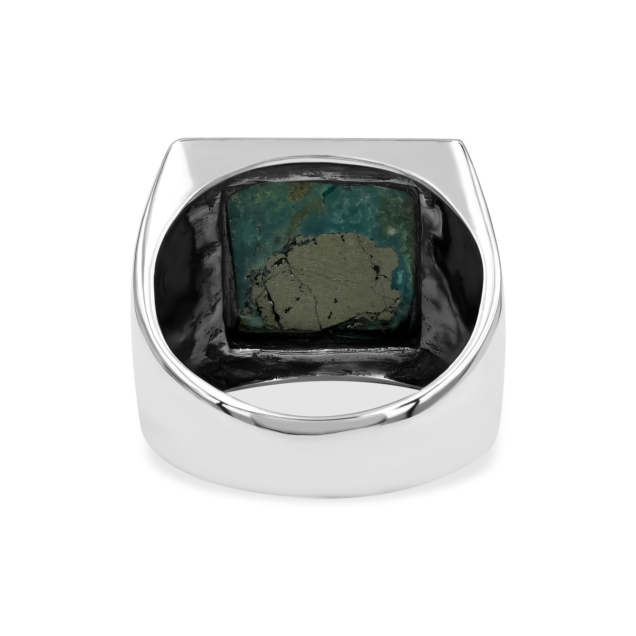 Starborn Persian Turquoise Square Men's Ring with Octagram in Sterling Silver