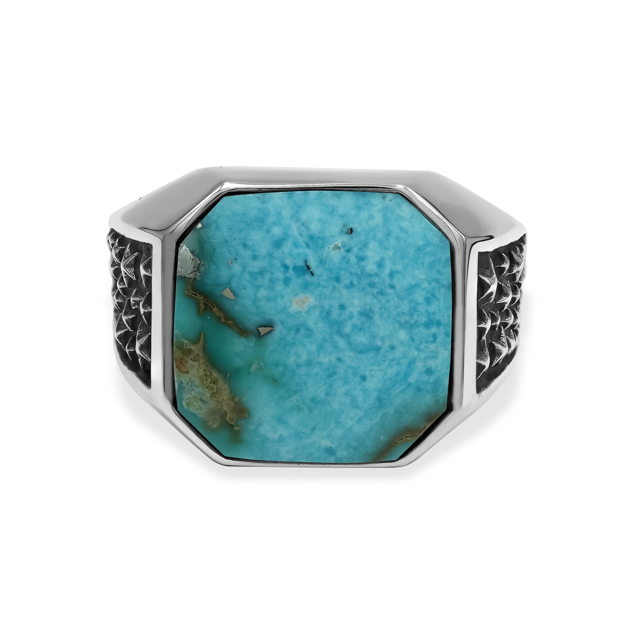 Starborn Persian Turquoise Octagon Signet Men's Ring in Sterling Silver