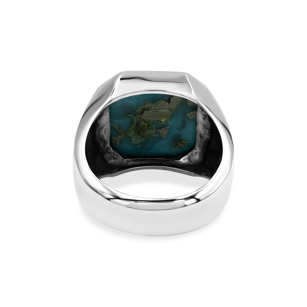 Starborn Persian Turquoise Octagon Signet Men's Ring in Sterling Silver