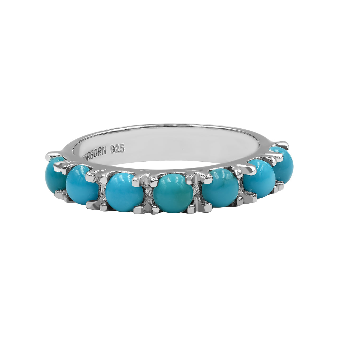 Starborn Campitos Turquoise Seven Stones Prong Set Ring in Sterling Silver