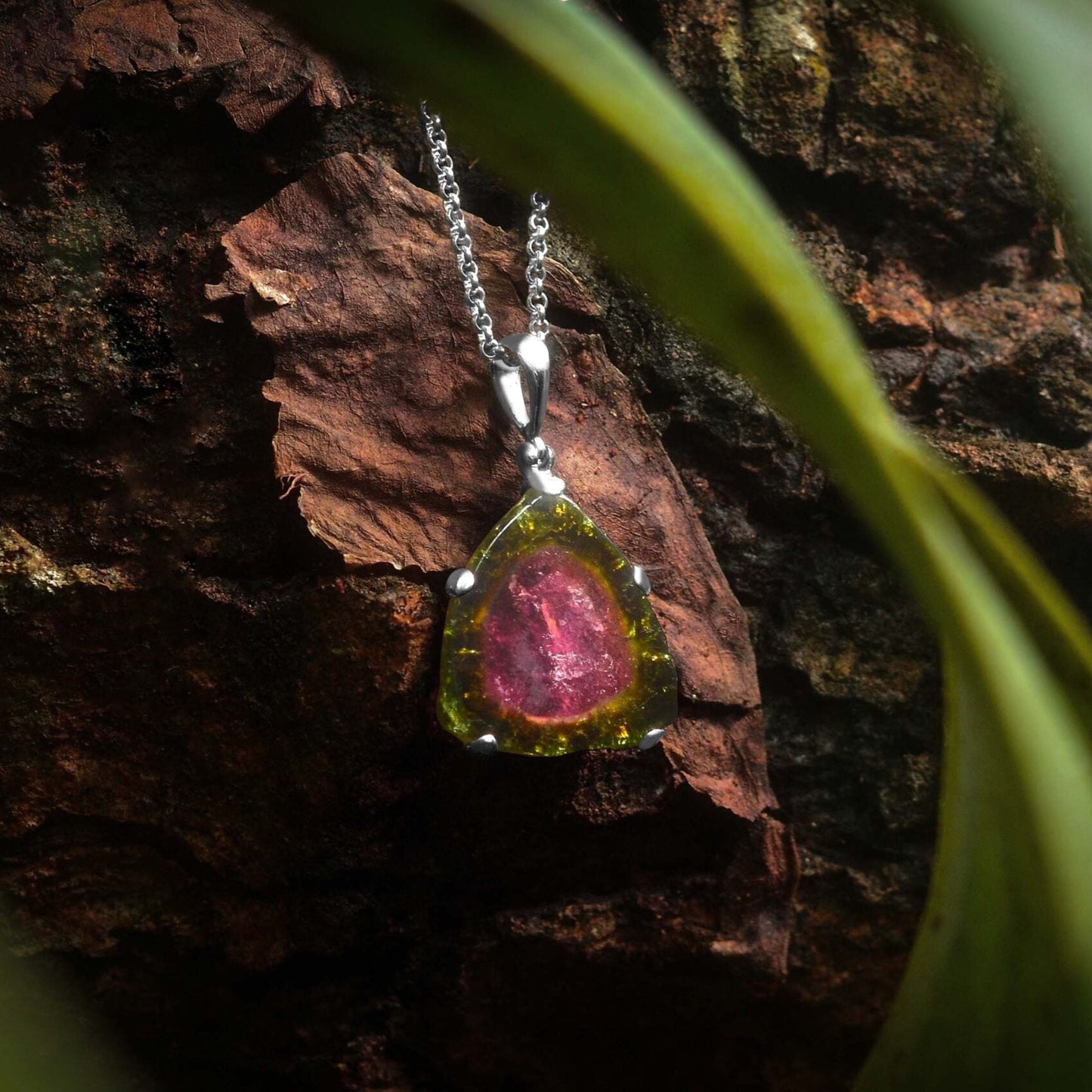Starborn Tourmaline Crystal Slice Pendant in Sterling Silver