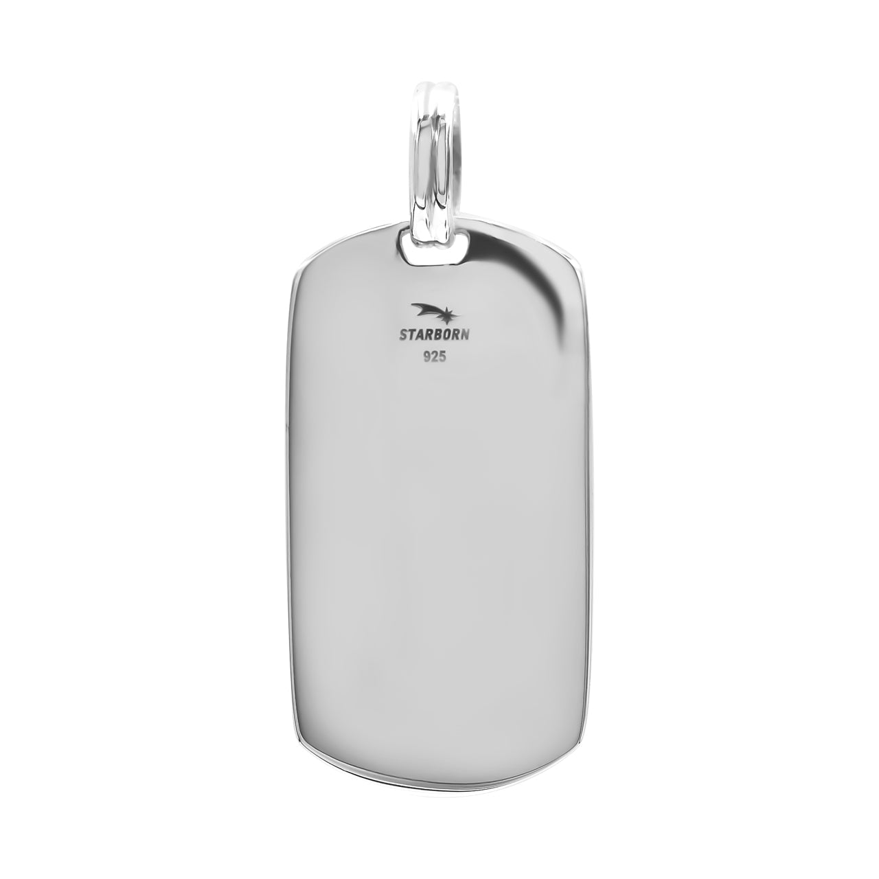 Starborn White Buffalo Dog Tag Pendant in Sterling Silver