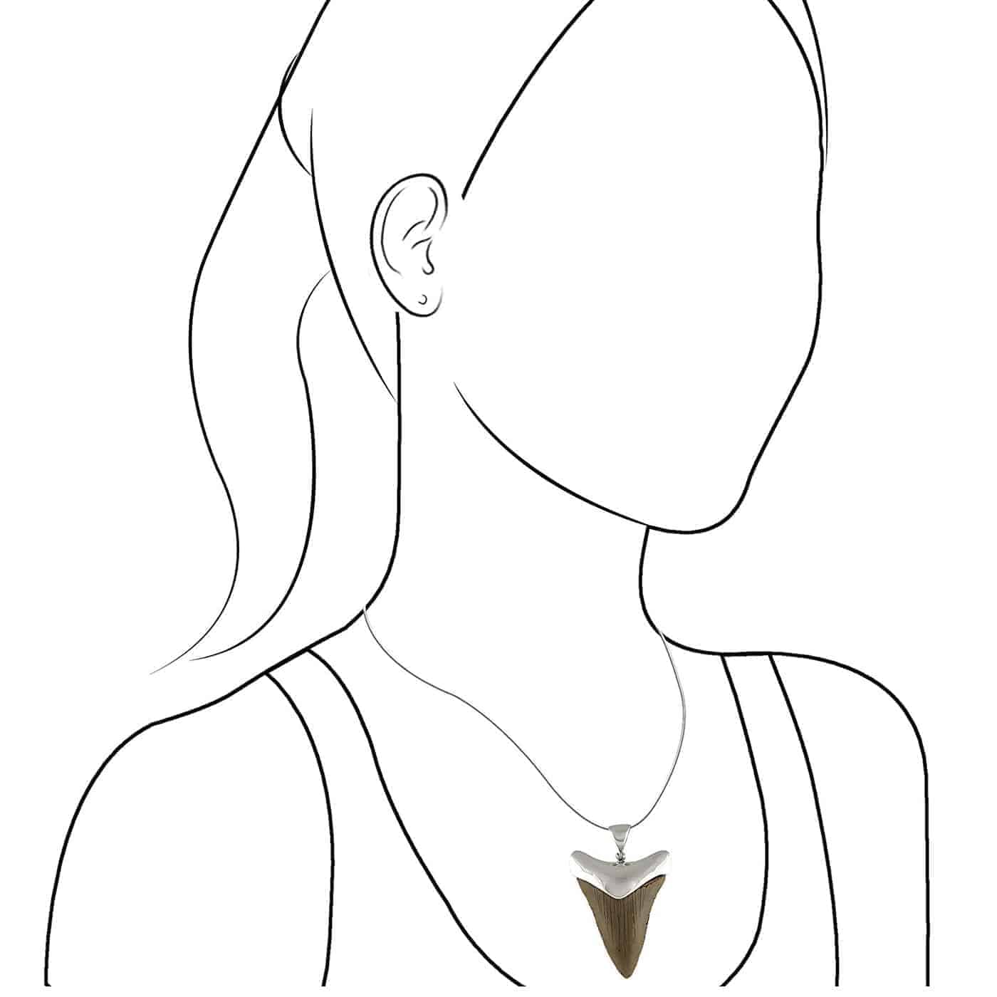 Starborn Fossilized Shark Tooth Cap Set Pendant in Sterling Silver