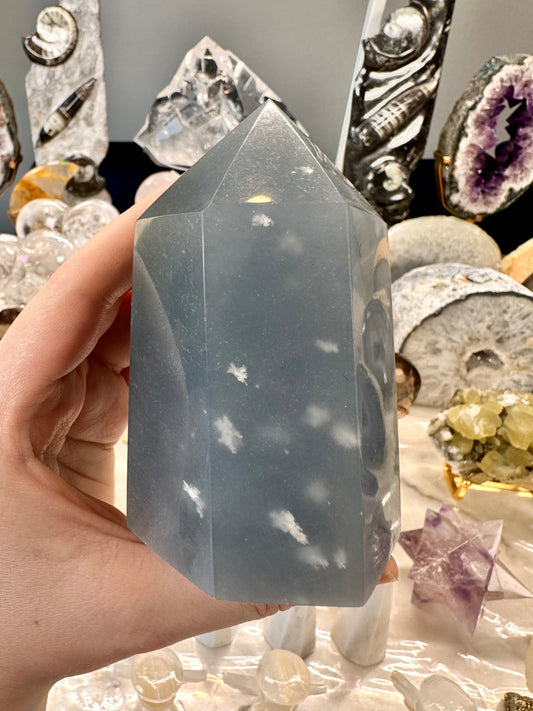 Snowflake Angelite Tower