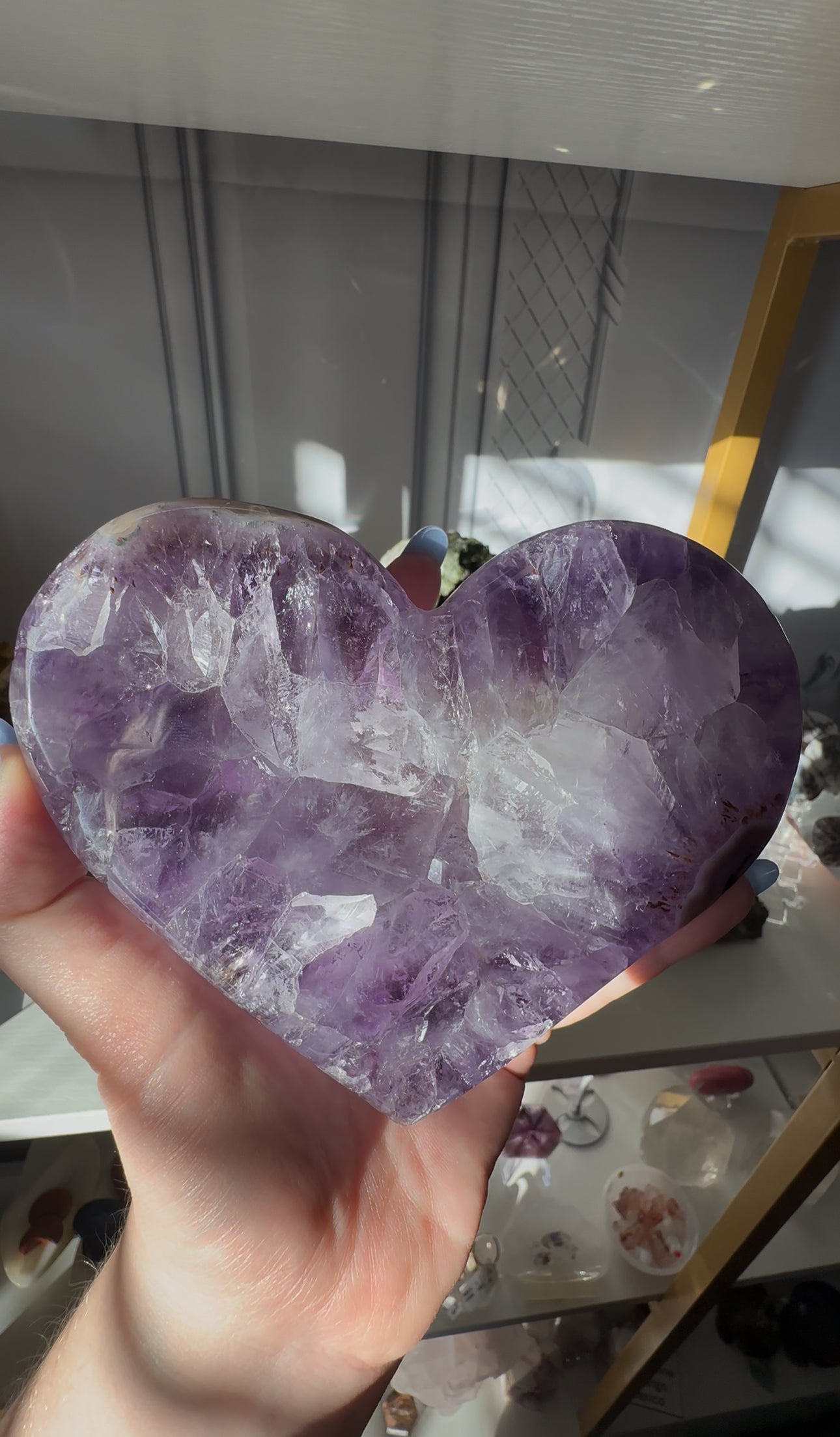 Amethyst Heart with Natural Keyhole Formation