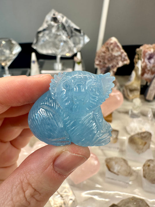 Hand-Carved Brazilian Aquamarine Koala