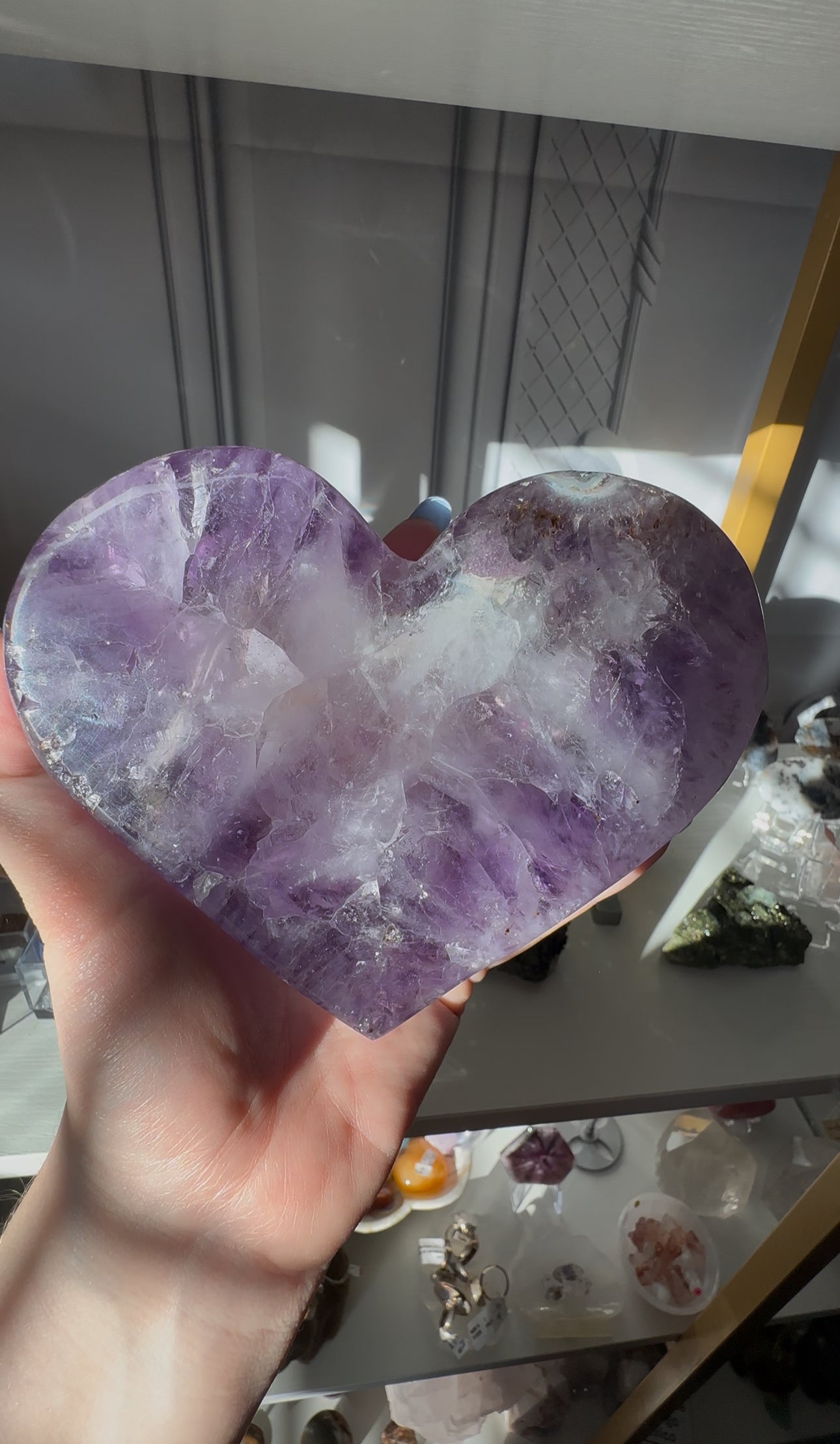 Amethyst Heart with Natural Keyhole Formation