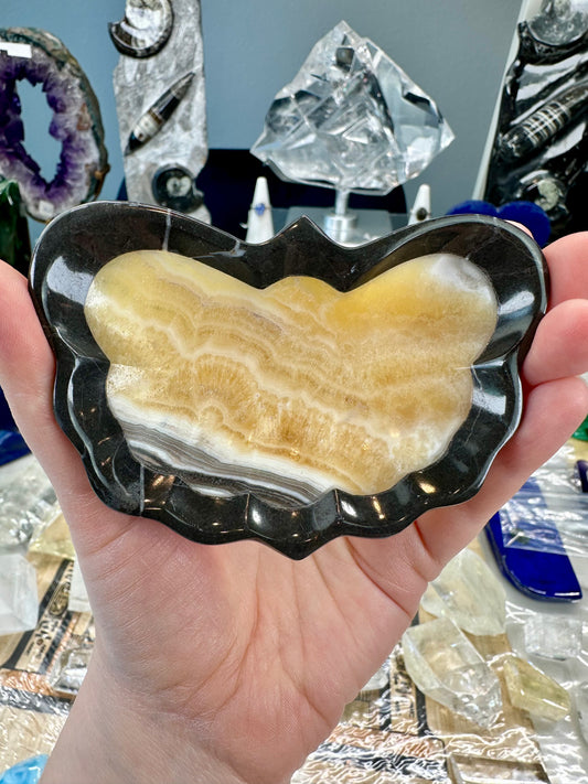 Calcite & Marble Butterfly Bowl A