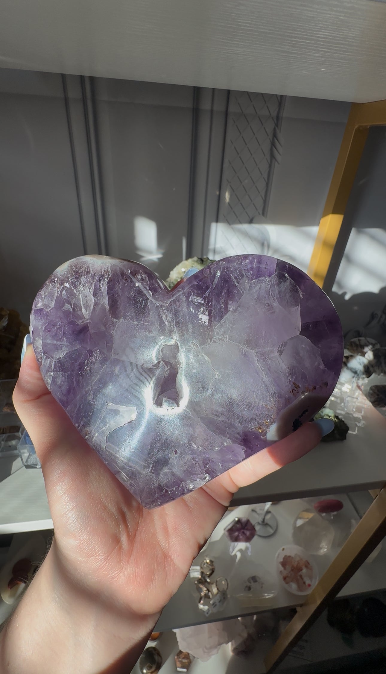 Amethyst Heart with Natural Keyhole Formation
