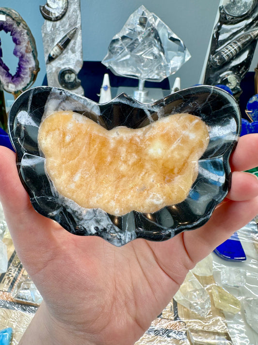 Calcite & Marble Butterfly Bowl H